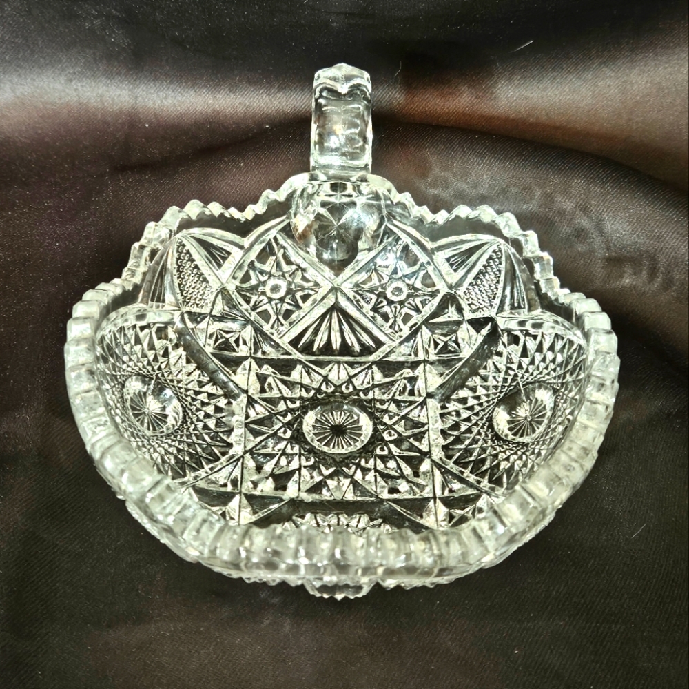 Antique American Brilliant Period ABP cut glass candy dish/Nappy Dish